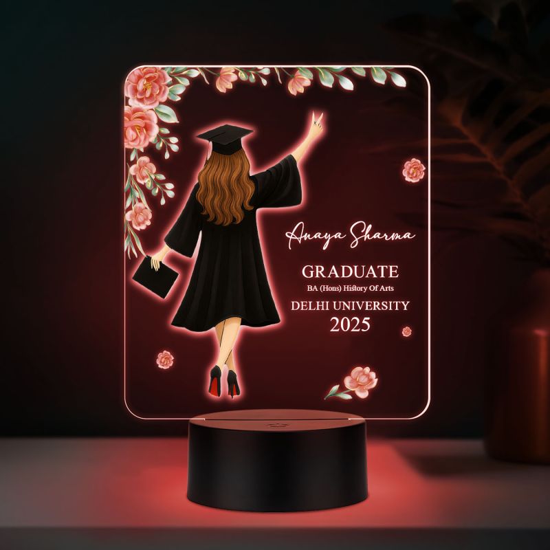 Personalized Graduate Night Lamp | Custom with Name & University Name Automatic Color Changing Light Congratulation Graduate Gift for Daughter Sister Son Brother Appreciation Gift